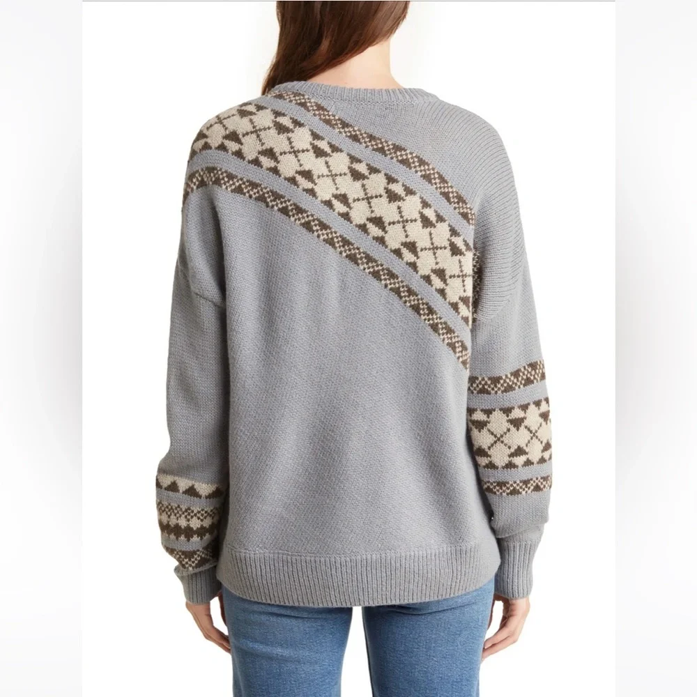 Skull Cashmere Lilian V-Neck Alpaca Wool Fair Isle Print Sweater Sz M - Picture 7 of 16